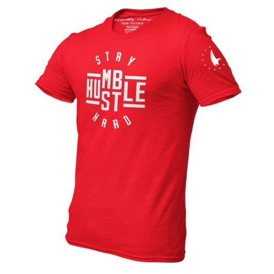 Loyalty Vibes Stay Humble Hustle Hard Graphic Tee Red White Loyalty Vibes