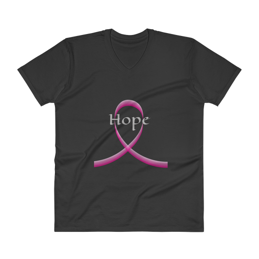 Women's Breast Cancer Awareness V-Neck T-Shirt Black Loyalty Vibes