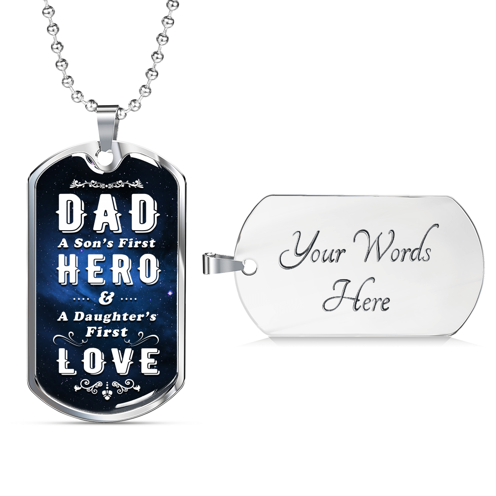 Loyalty Vibes A Dad's First Dog Tag Necklace Military Chain (Silver) Yes