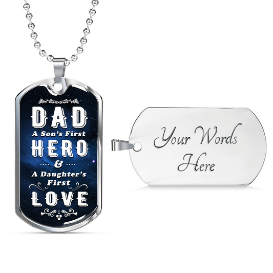 A Dad's First Dog Tag Necklace Military Chain (Silver) Yes Loyalty Vibes