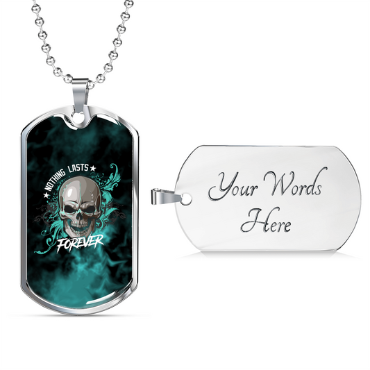 Nothing Wasted Dog Tag Necklace Military Chain (Silver) Yes Loyalty Vibes
