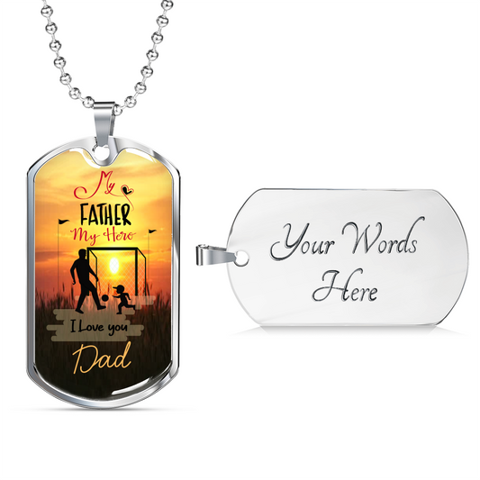 Cherished Dad Dog Tag Necklace Military Chain (Silver) Yes Loyalty Vibes