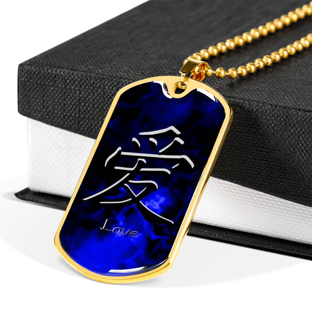 Wicked Blue Love Dog Tag Necklace Loyalty Vibes