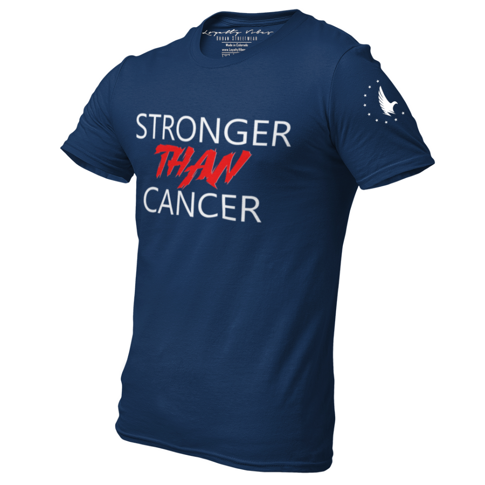 Loyalty Vibes Awareness Stronger Than Cancer Graphic T-Shirt Navy Blue Men's Loyalty Vibes