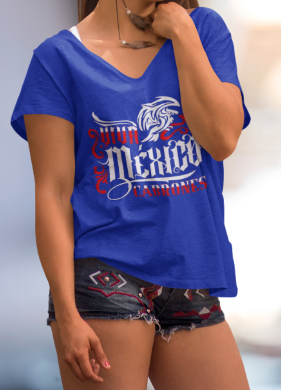 Loyalty Vibes Loyalty Vibes Cabrones V-Neck Tee Blue