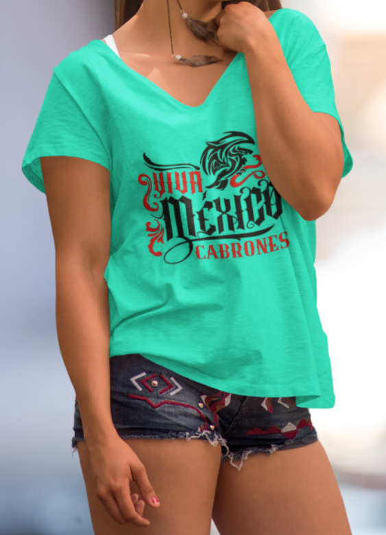 Loyalty Vibes Loyalty Vibes Cabrones V-Neck Tee Teal
