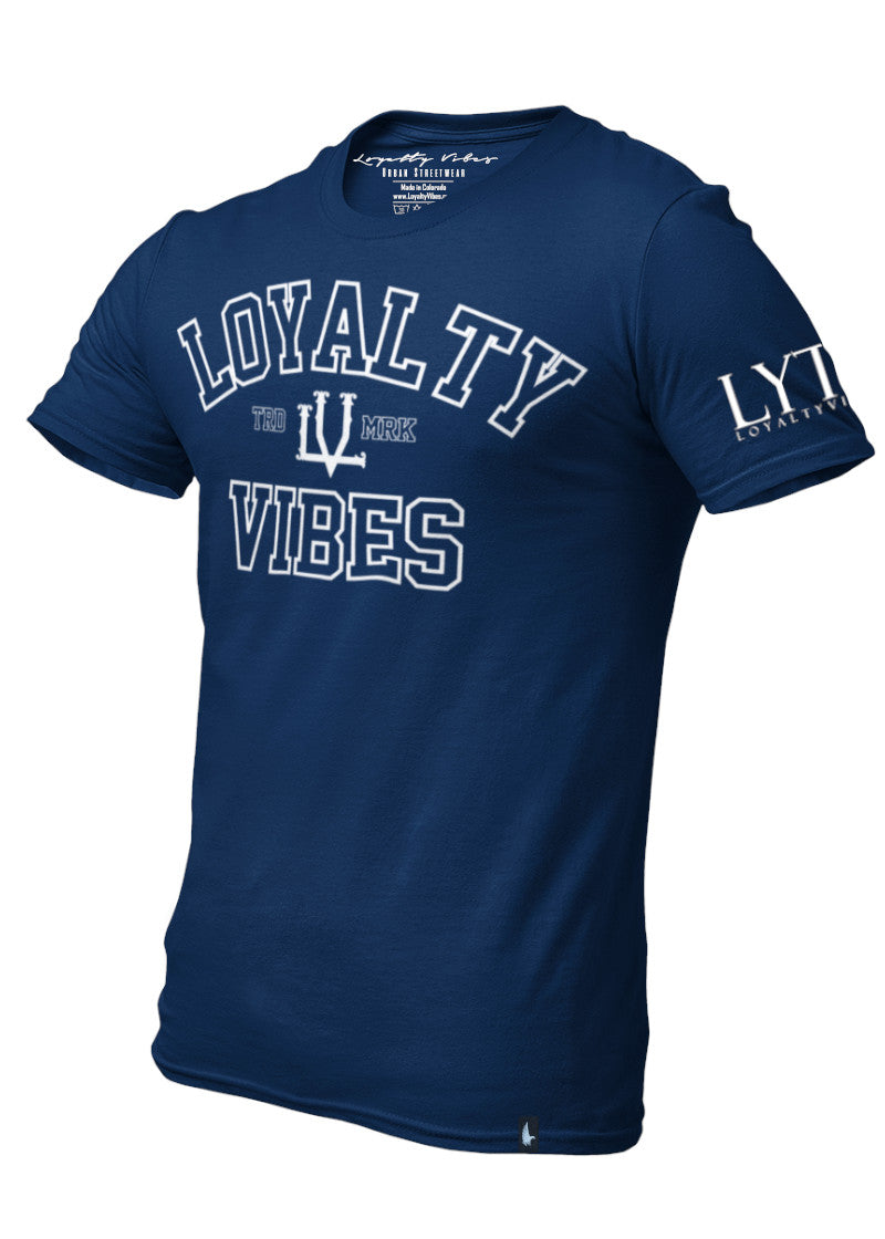 Loyalty Vibes Crest Graphic T-Shirt Navy Blue Loyalty Vibes