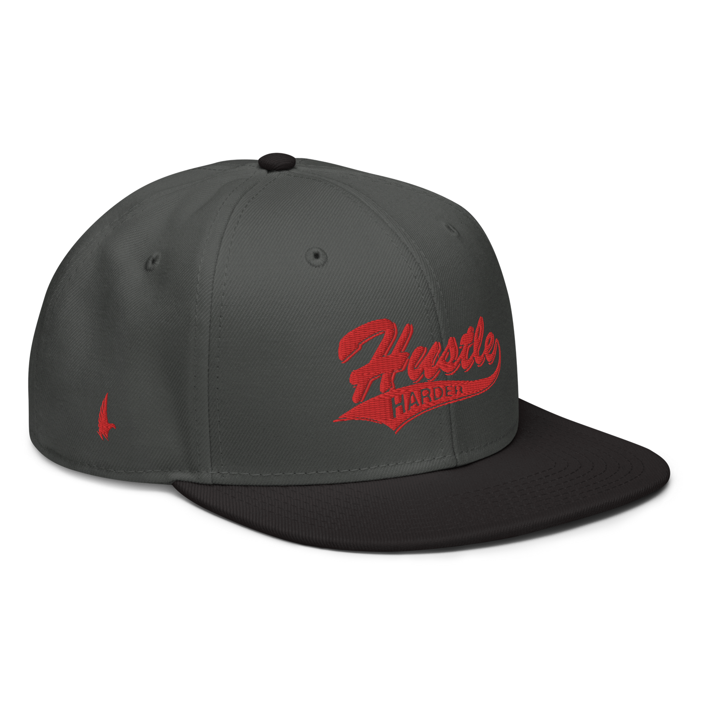 Loyalty Vibes Loyalty Vibes Hustle Harder Snapback Hat Charcoal Gray Red OS