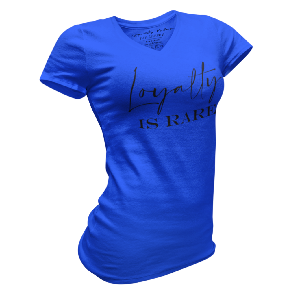 Loyalty Vibes Loyalty Is Rare V-Neck Tee Blue Black Loyalty Vibes