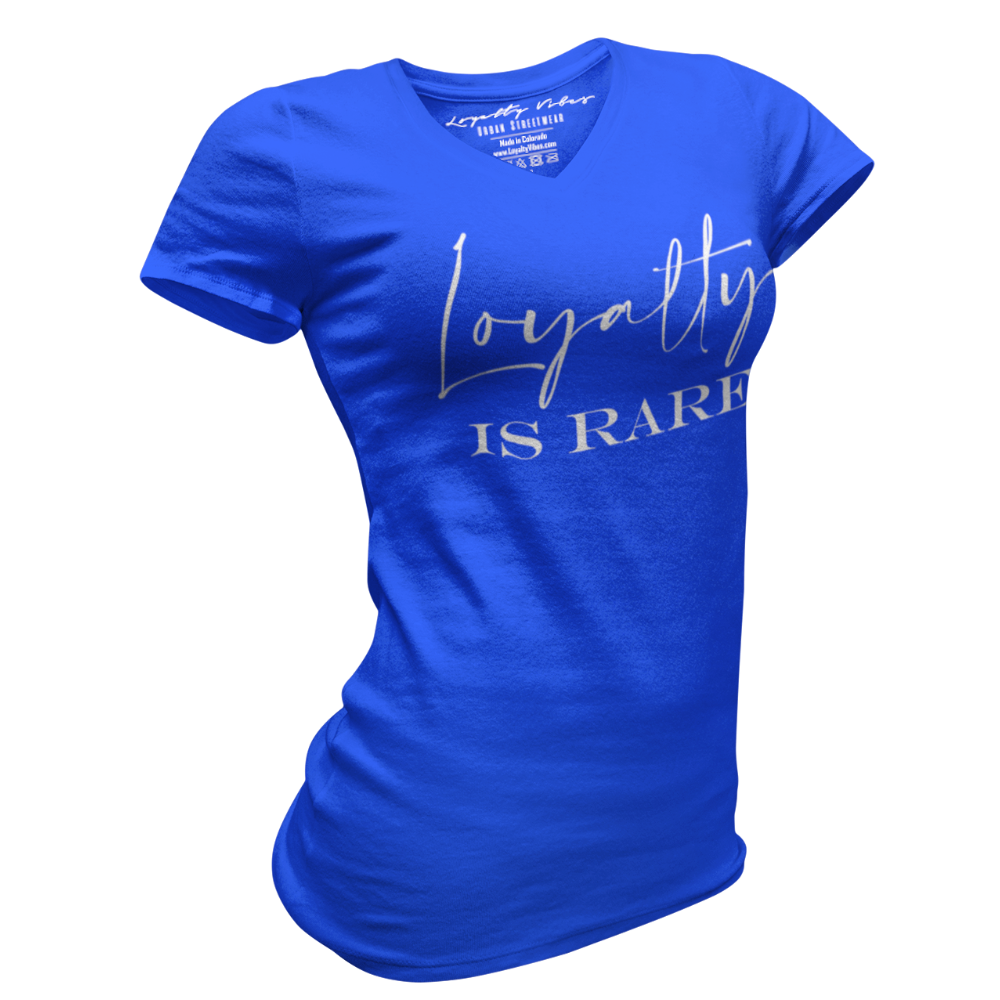 Loyalty Vibes Loyalty Is Rare V-Neck Tee Blue Loyalty Vibes
