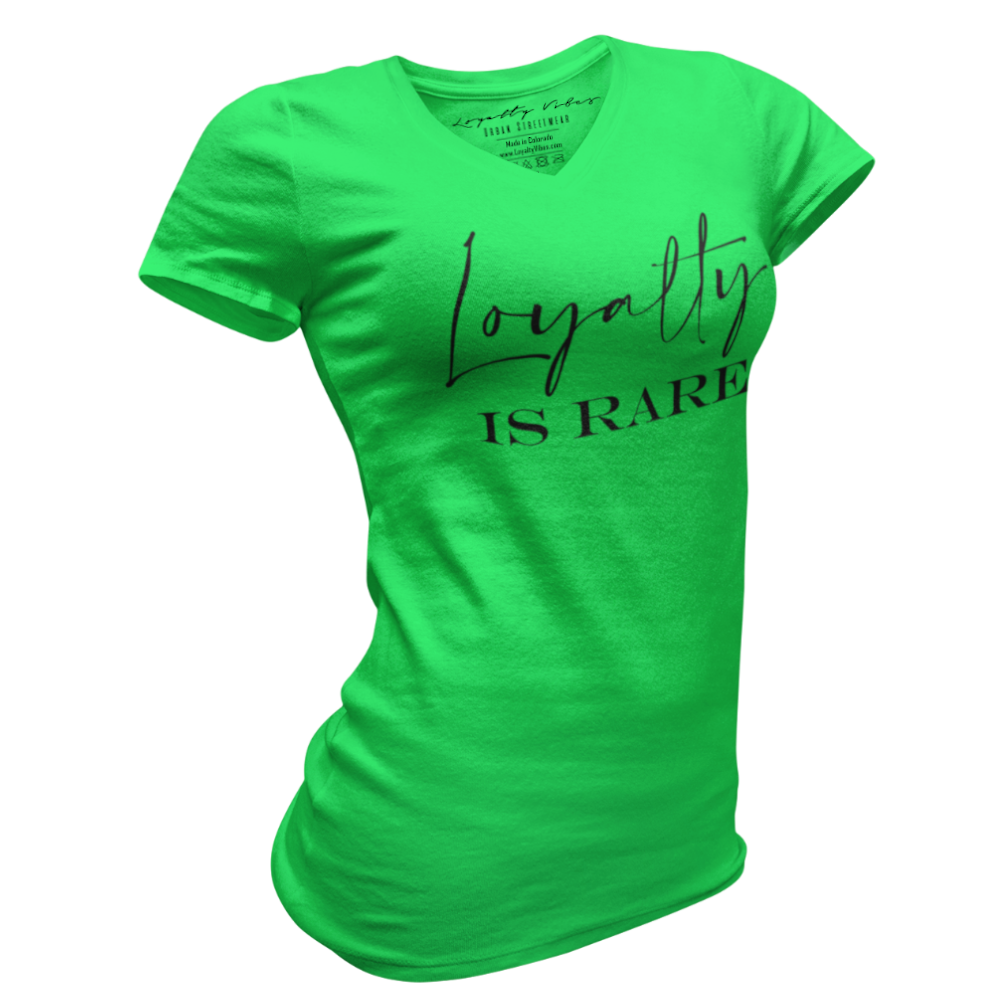 Loyalty Vibes Loyalty Is Rare V-Neck Tee Green Loyalty Vibes