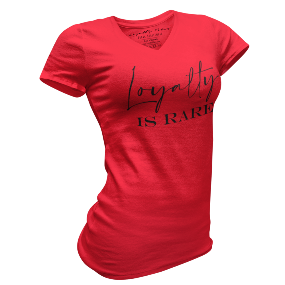 Loyalty Vibes Loyalty Is Rare V-Neck Tee Red Black Loyalty Vibes