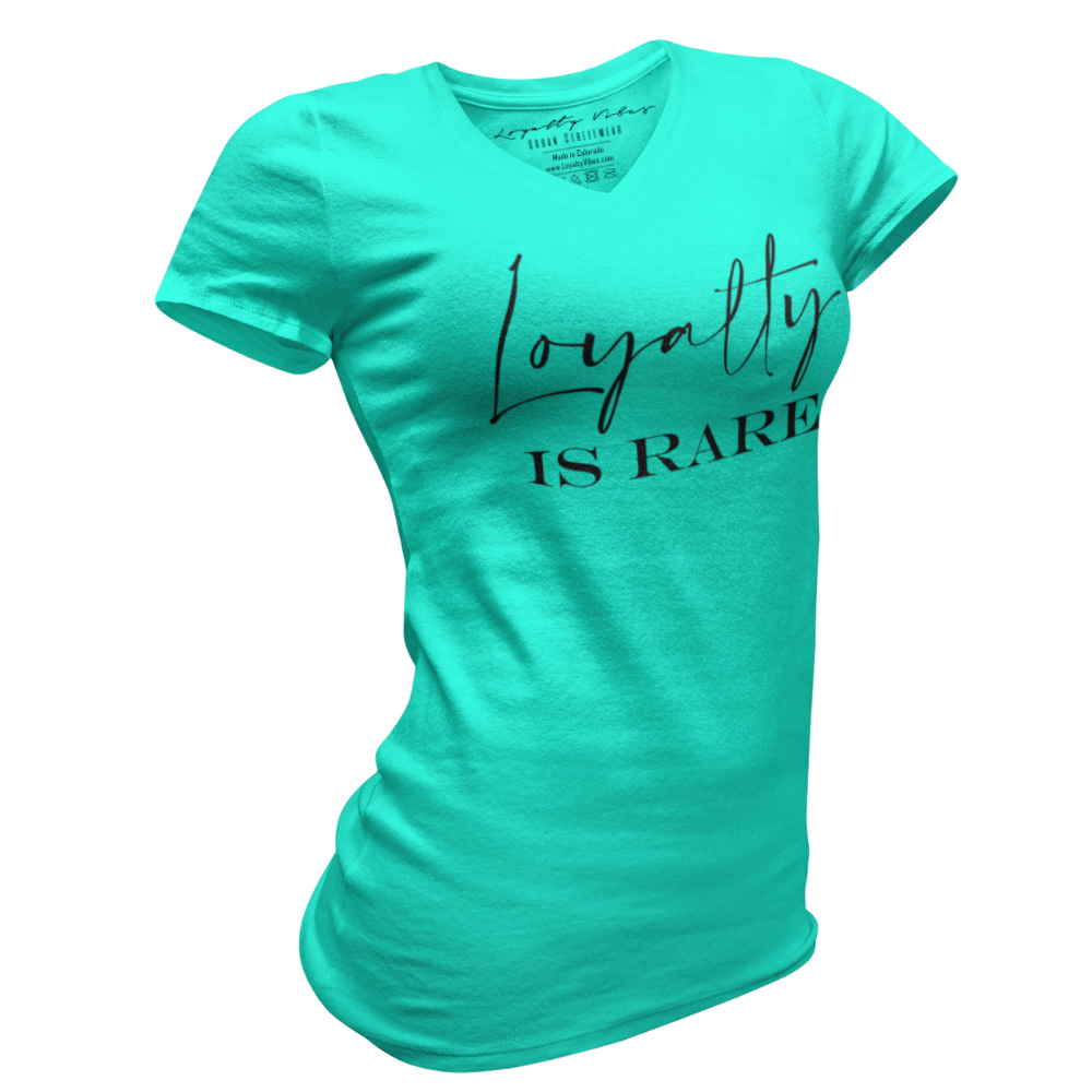 Loyalty Vibes Loyalty Is Rare V-Neck Tee Teal Loyalty Vibes
