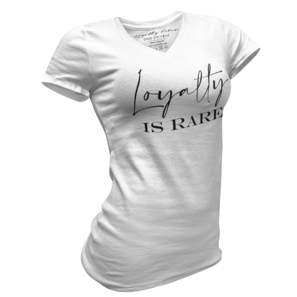 Loyalty Vibes Loyalty Is Rare V-Neck Tee White Loyalty Vibes