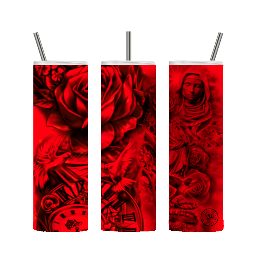 Loyalty Vibes Mexican Prayers Tumbler 20 oz. Red Stainless Steel