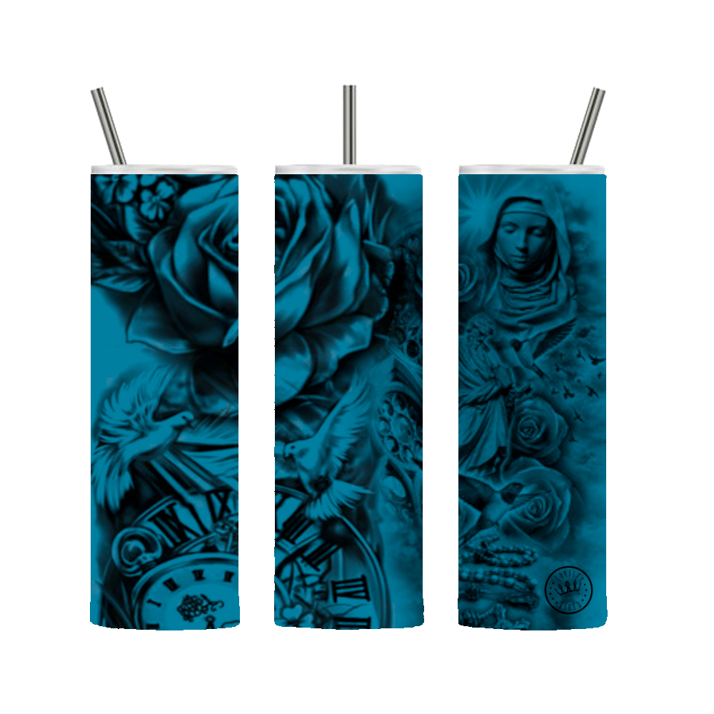 Loyalty Vibes Mexican Prayers Tumbler 20 oz. Teal Stainless Steel