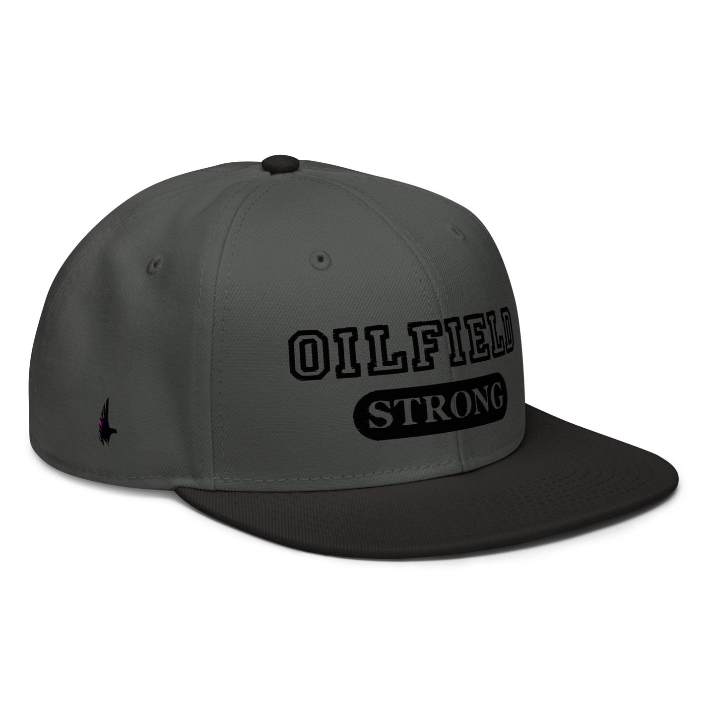 Loyalty Vibes Oilfield Strong Snapback Hat Charcoal Grey Black Black Loyalty Vibes