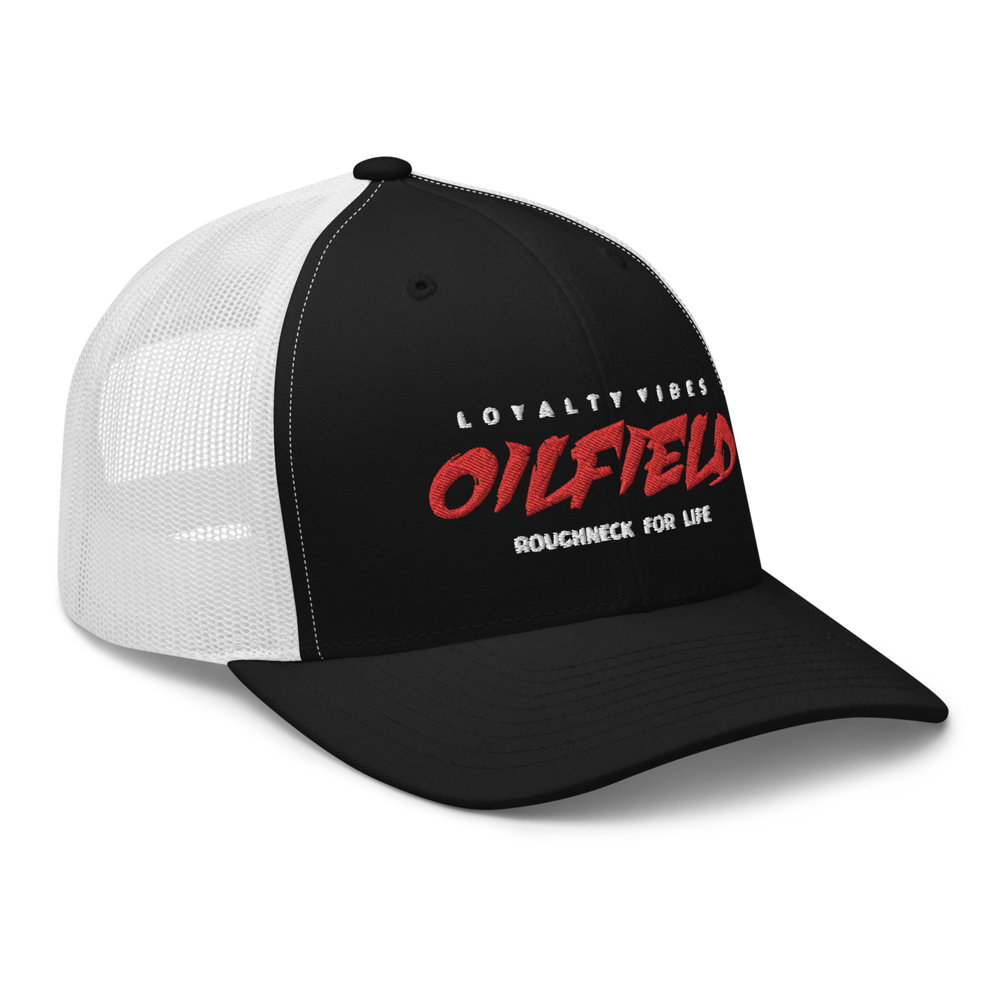 Loyalty Vibes Loyalty Vibes Oilfield Roughneck Trucker Hat Black White One size