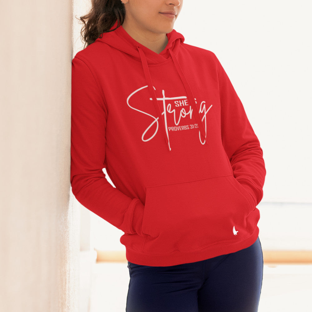Loyalty Vibes Loyalty Vibes She Is Strong Hoodie Red White