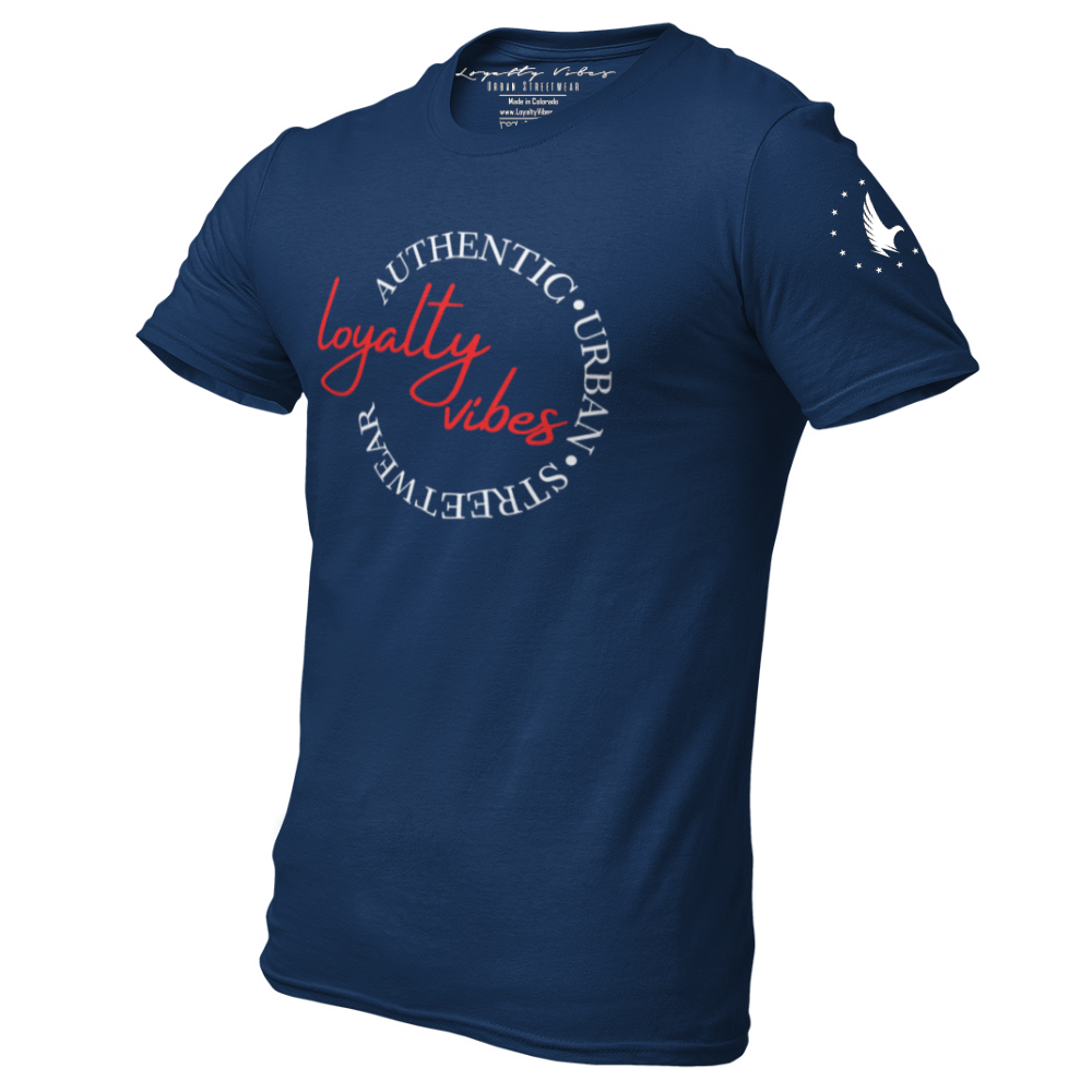Loyalty Vibes Loyalty Vibes Slider Logo Graphic T-Shirt Navy Blue