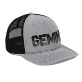 Gemini Zodiac Trucker Hat Heather Grey Black - Loyalty Vibes