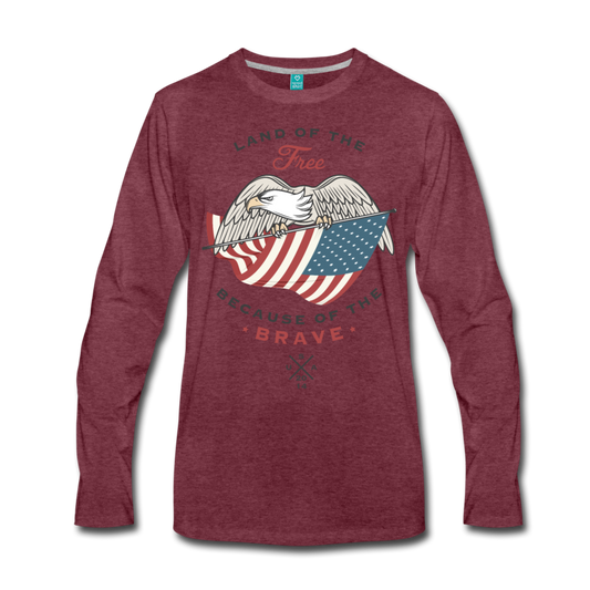 Land Of The Free Long Sleeve Shirt heather burgundy Loyalty Vibes