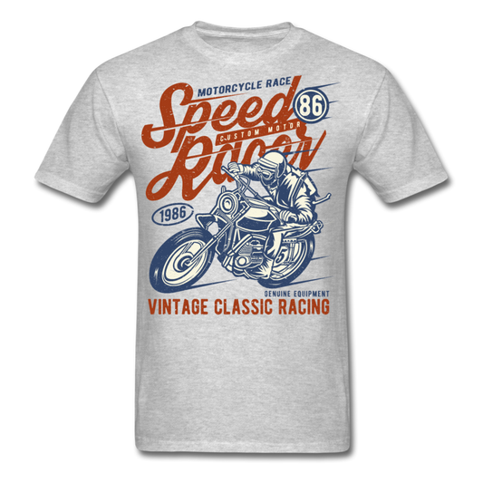 Throwback Motorcycle Racing T-Shirt heather gray Loyalty Vibes