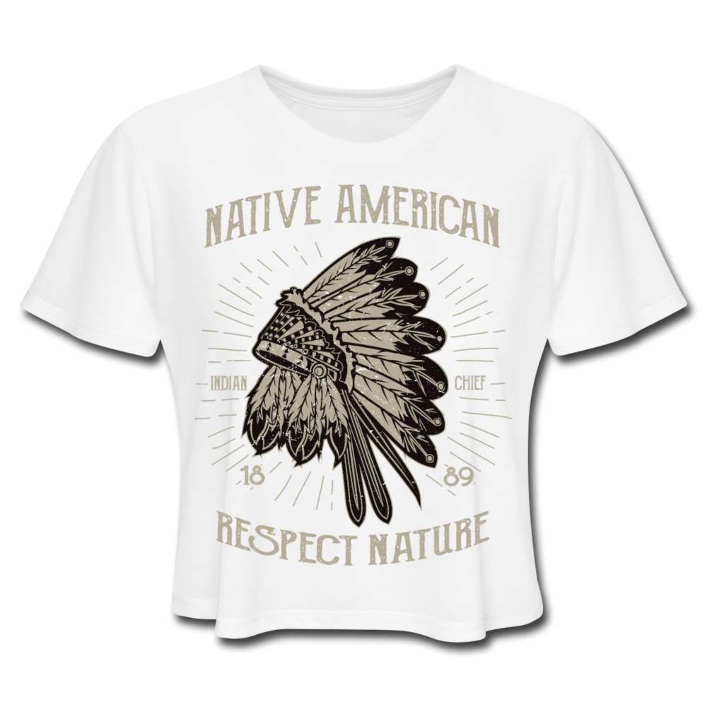 Loyalty Vibes Native American Cropped Tee white