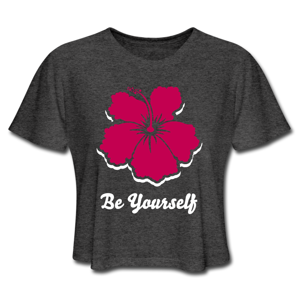 Be Yourself Cropped Tee Heather Black Loyalty Vibes