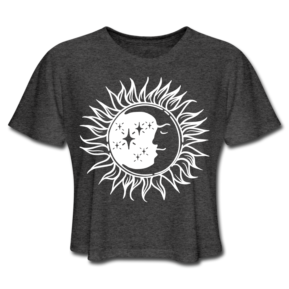 Eliza Sun And Moon Crop Top Heather Black Loyalty Vibes