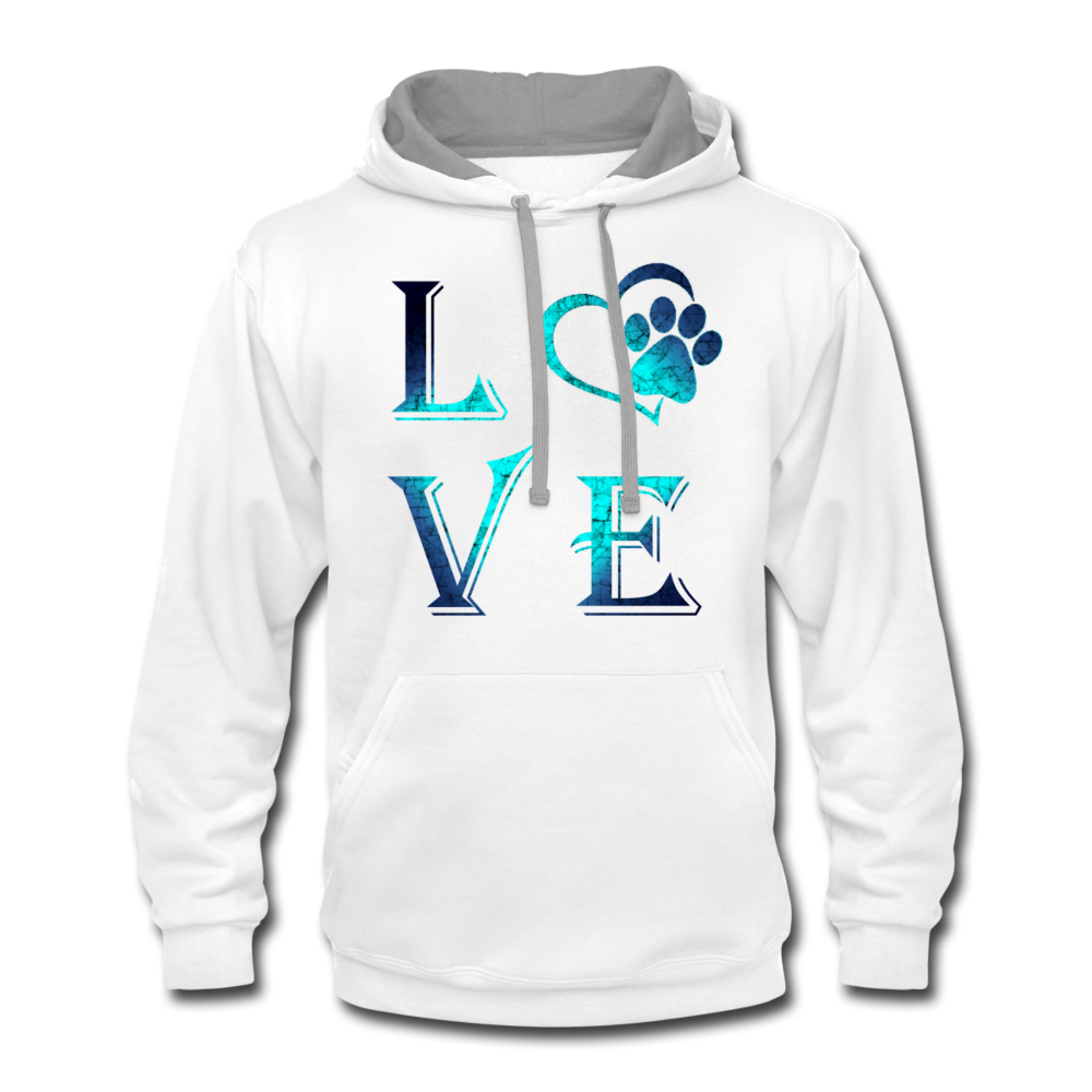 Loyalty Vibes Paw Print Hoodie white gray