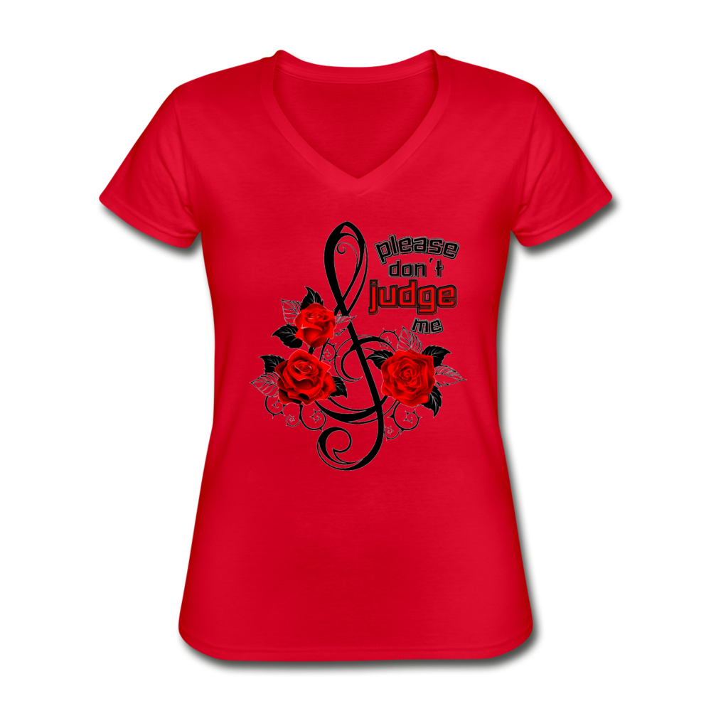 Loyalty Vibes Without Judgements V-Neck Tee red
