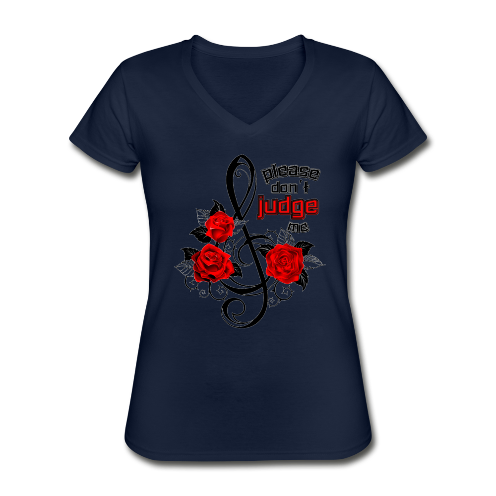 Loyalty Vibes Without Judgements V-Neck Tee navy