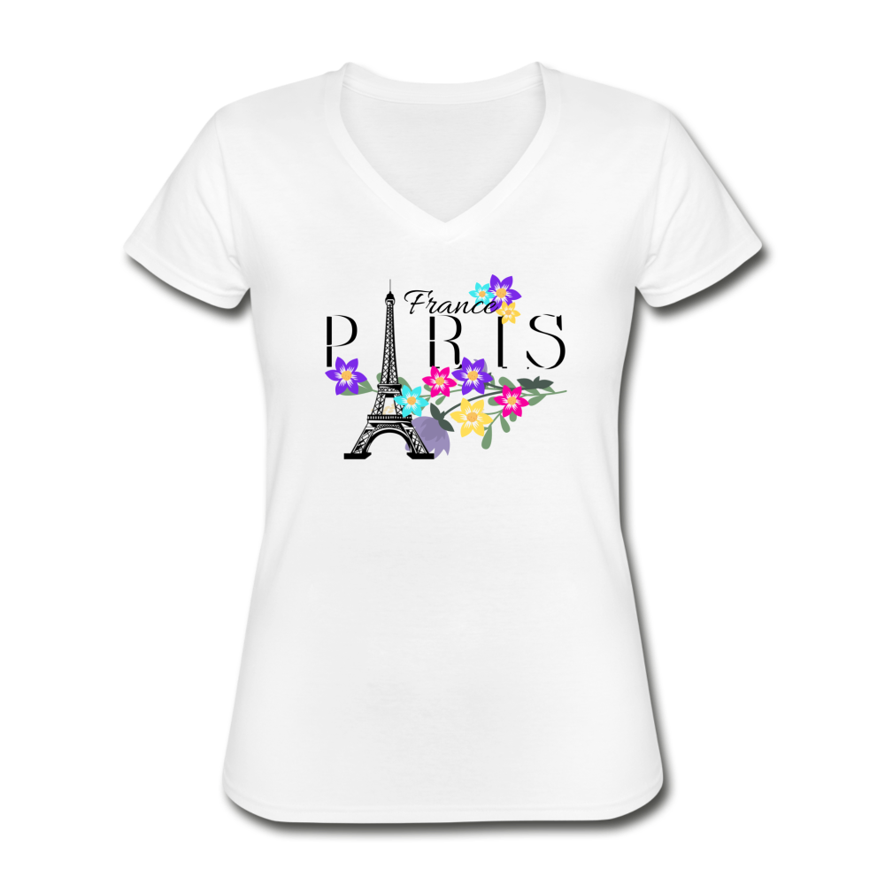 Paris V-Neck Tee white Loyalty Vibes