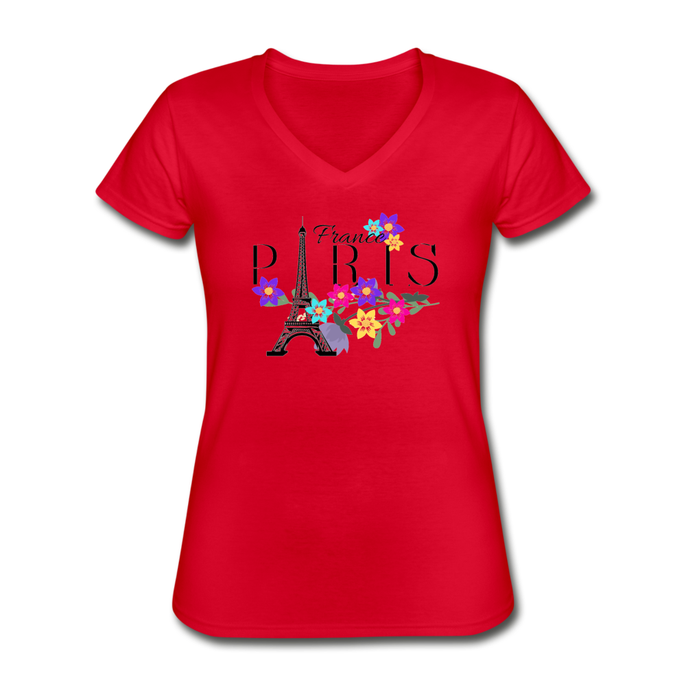 Paris V-Neck Tee red Loyalty Vibes