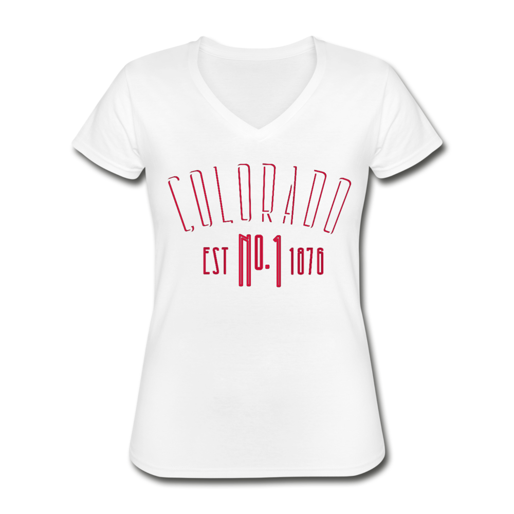 Loyalty Vibes Women's Colorado V-Neck Tee white