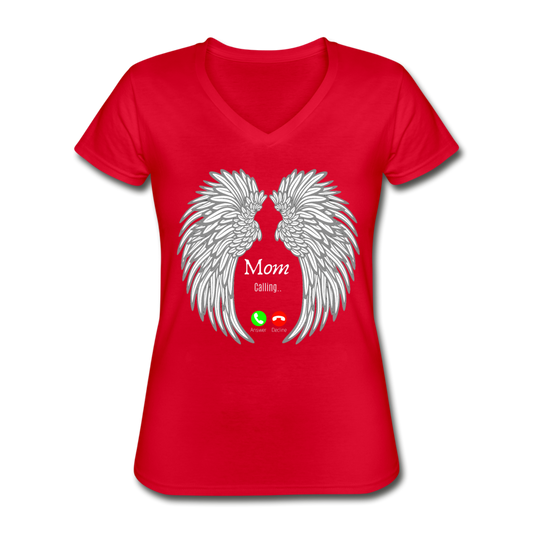 Mom's Last Call V-Neck Tee Red Loyalty Vibes