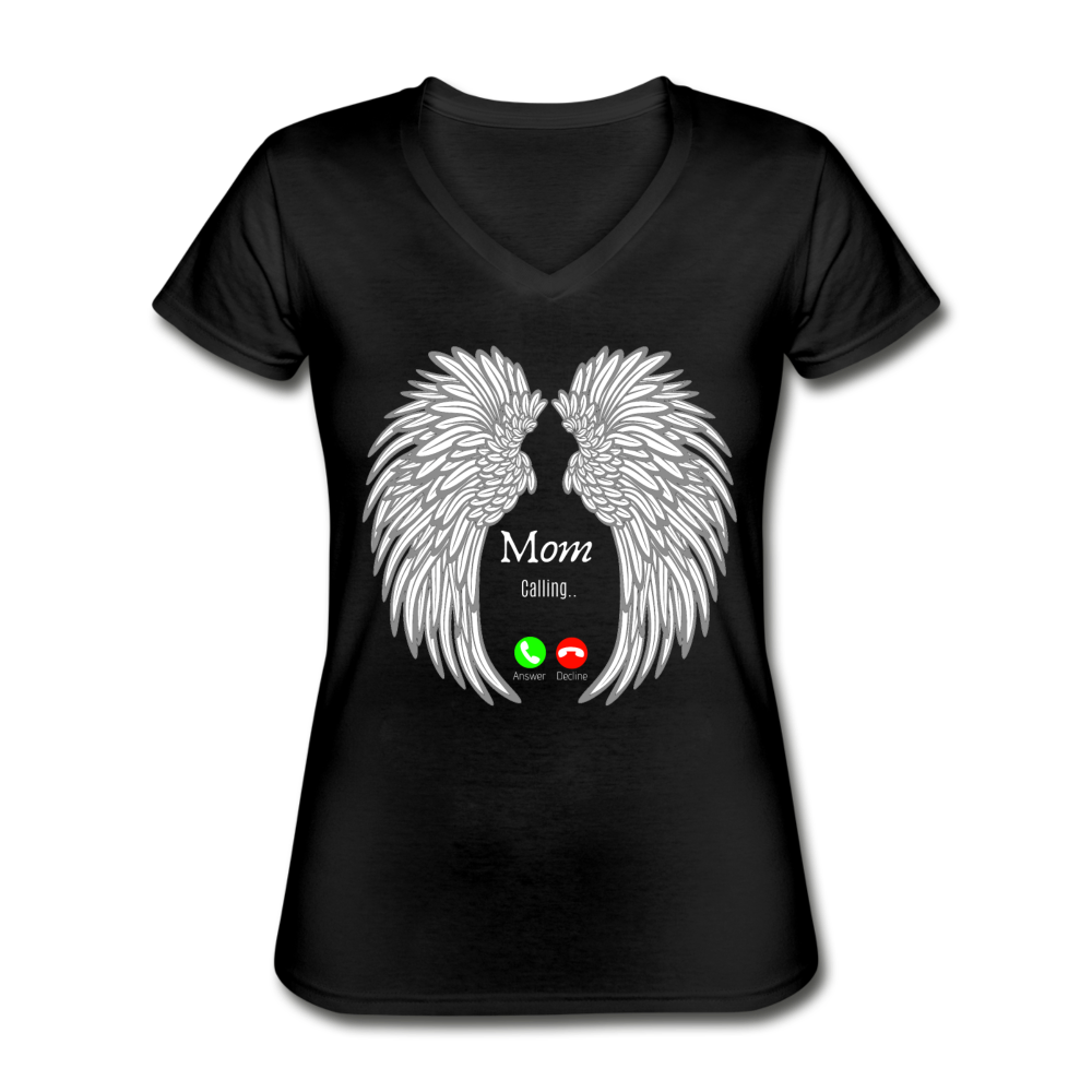 Mom's Last Call V-Neck Tee Black Loyalty Vibes