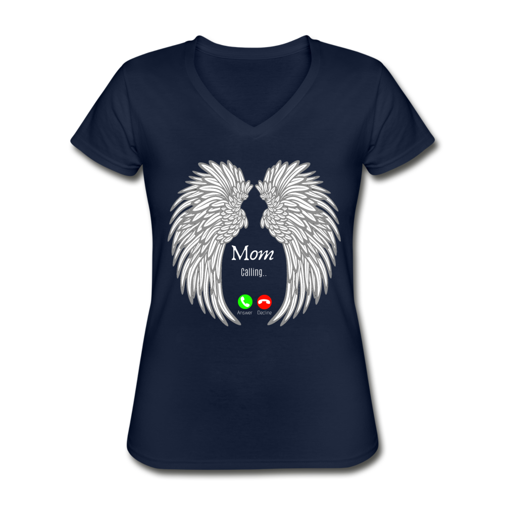 Mom's Last Call V-Neck Tee Navy Blue Loyalty Vibes