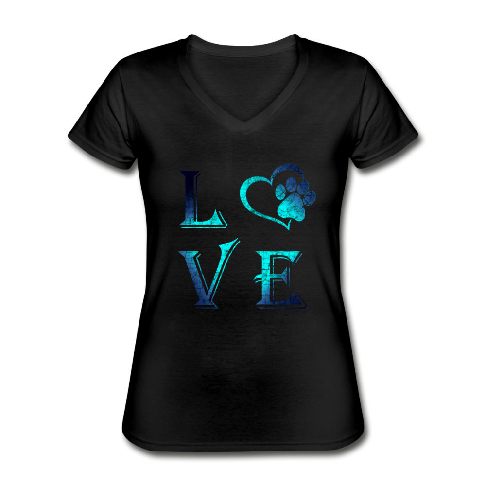 Loyalty Vibes Paws Of My Heart V-Neck Tee black