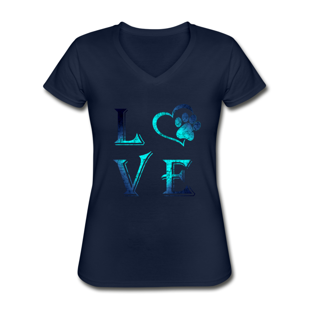 Loyalty Vibes Paws Of My Heart V-Neck Tee navy