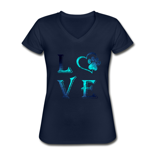 Paws Of My Heart V-Neck Tee navy Loyalty Vibes