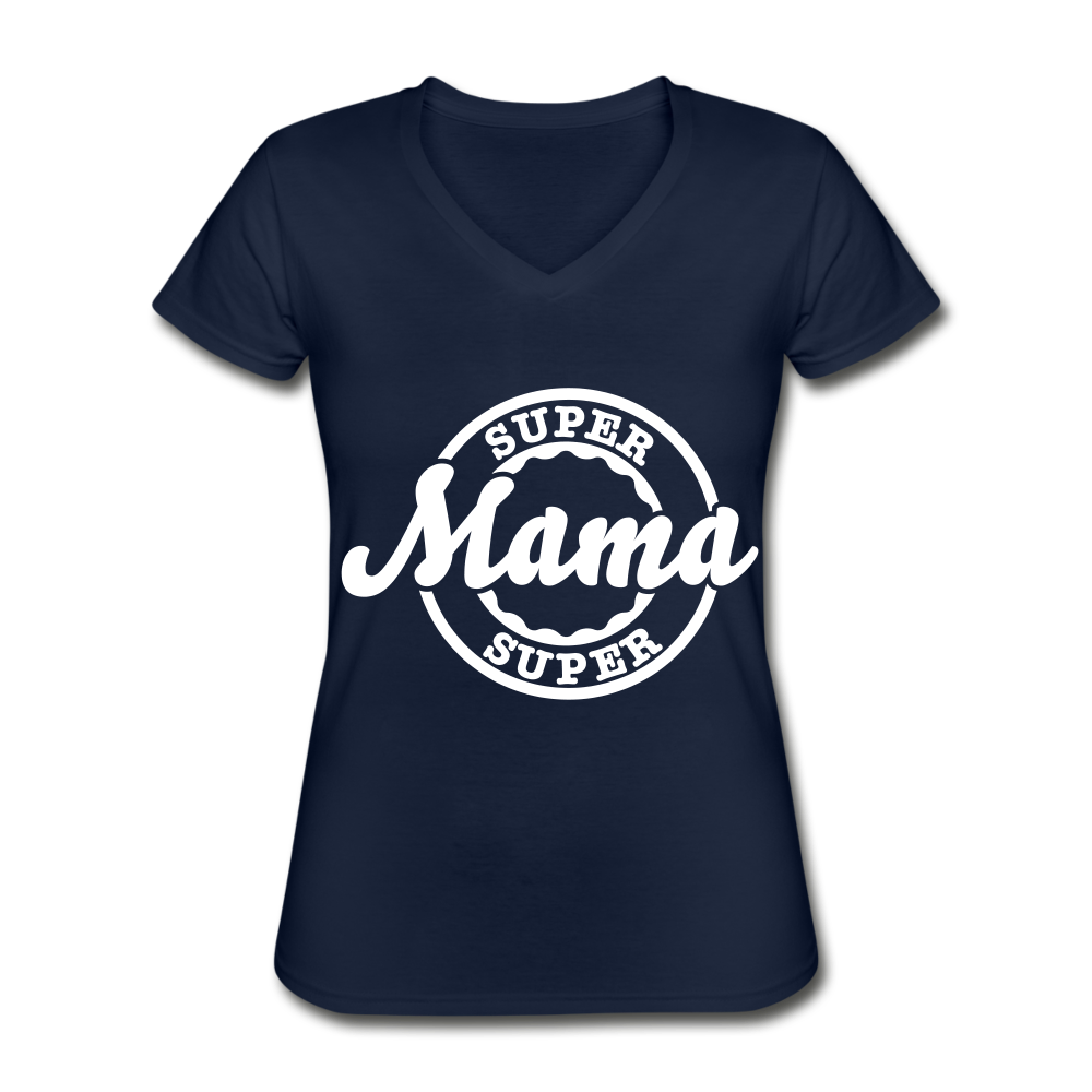 Super Mama V-Neck Tee navy - Loyalty Vibes