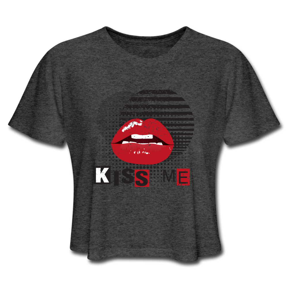 Kiss Me Crop Top deep heather Loyalty Vibes