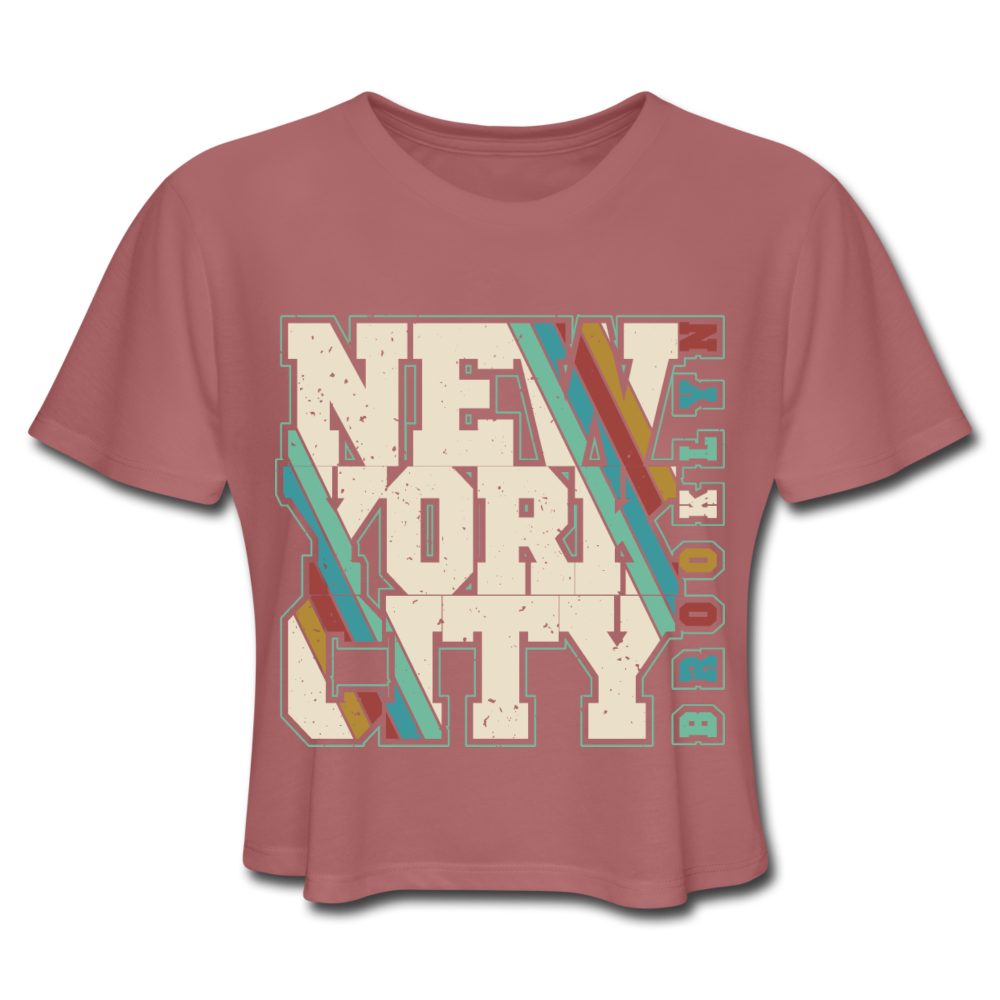 Loyalty Vibes Retro Brooklyn Crop Top Mauve
