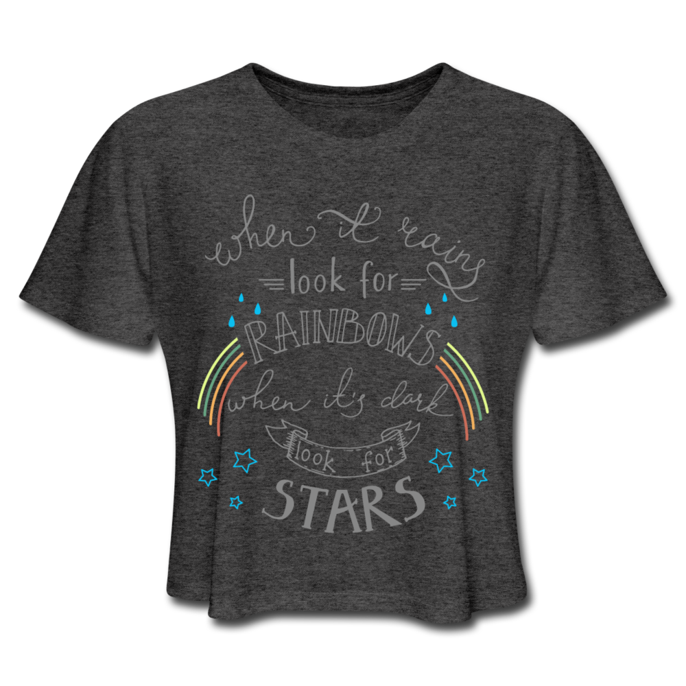 Rainbows And Stars Crop Top Deep Heather Loyalty Vibes