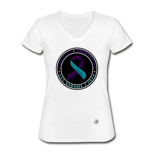 Suicide Prevention Awareness V-Neck Tee white Loyalty Vibes