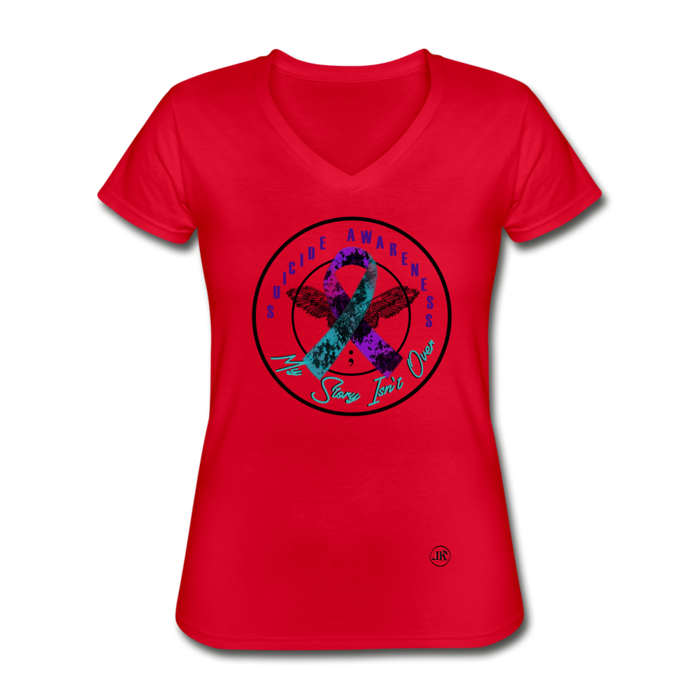 My Story Isn't Over V-Neck Tee red Loyalty Vibes