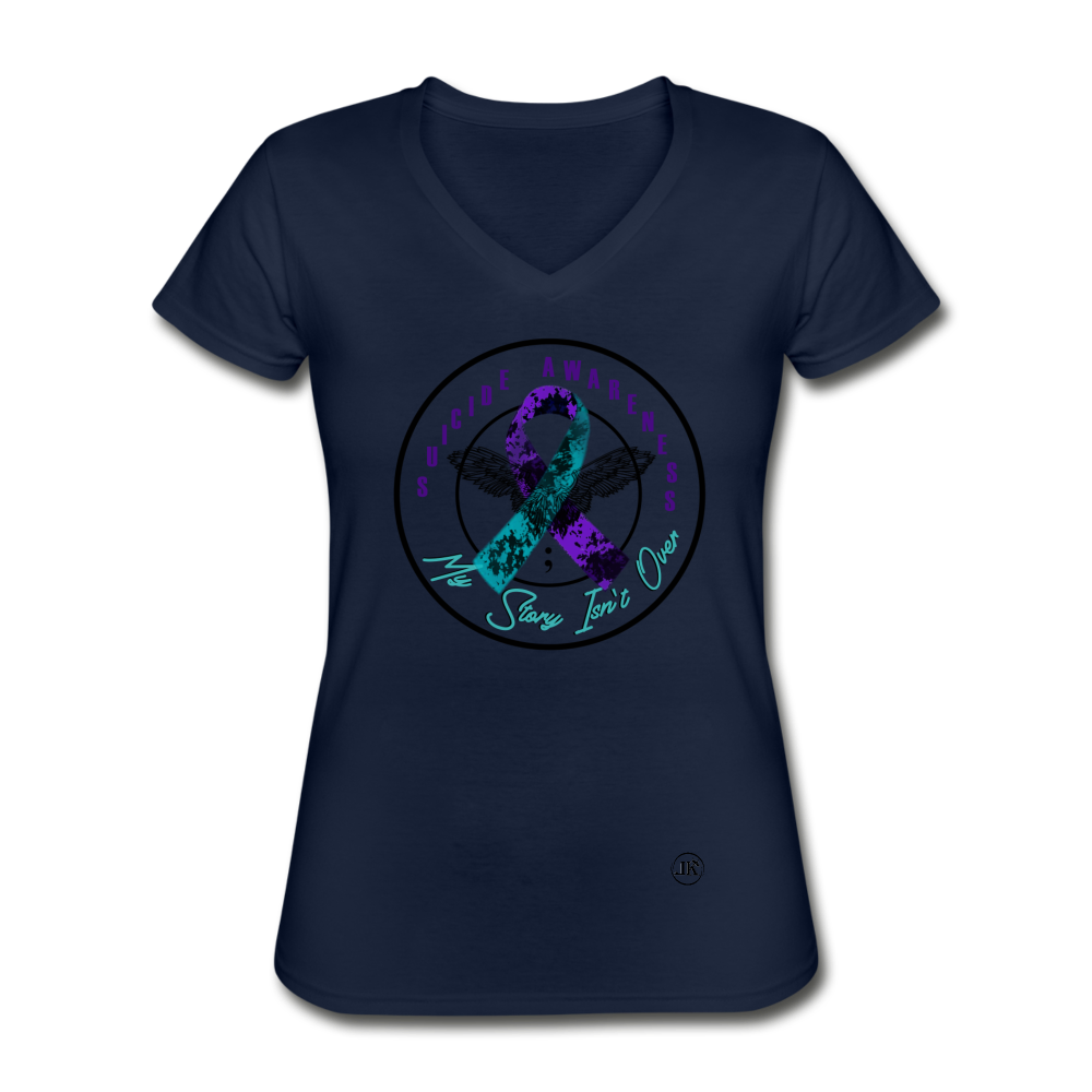 My Story Isn't Over V-Neck Tee navy Loyalty Vibes