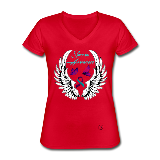 Survivor Of Suicide V-Neck Tee red Loyalty Vibes